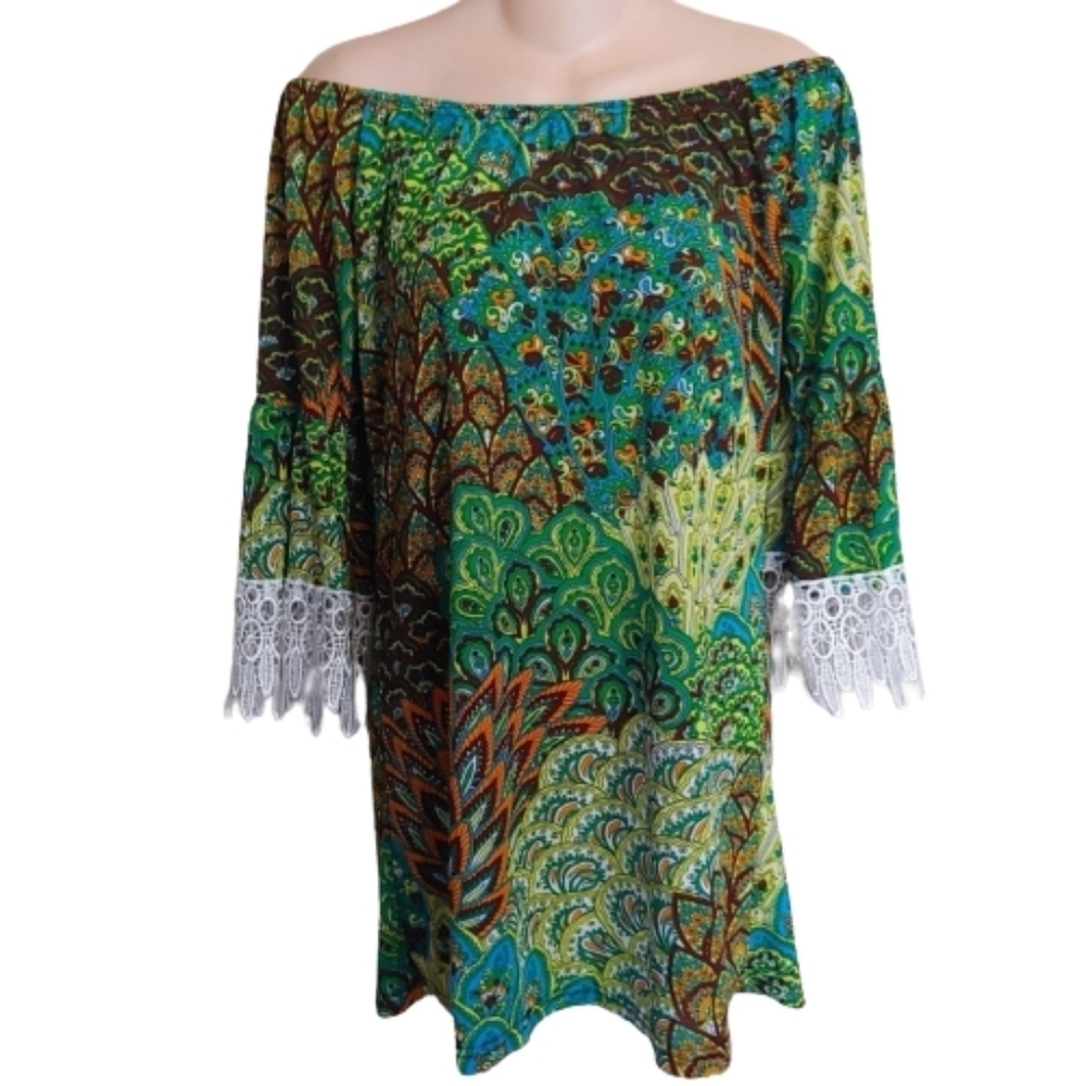 WinWin Half Sleeve Crochet Lace Off the Shoulder Tunic Size Women's Small/Medium